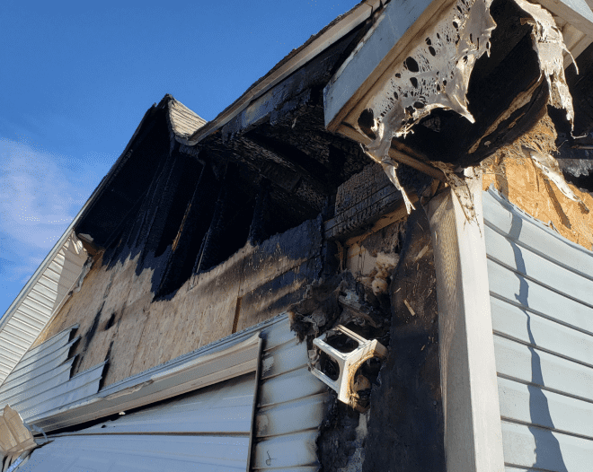 House damage from the fire
